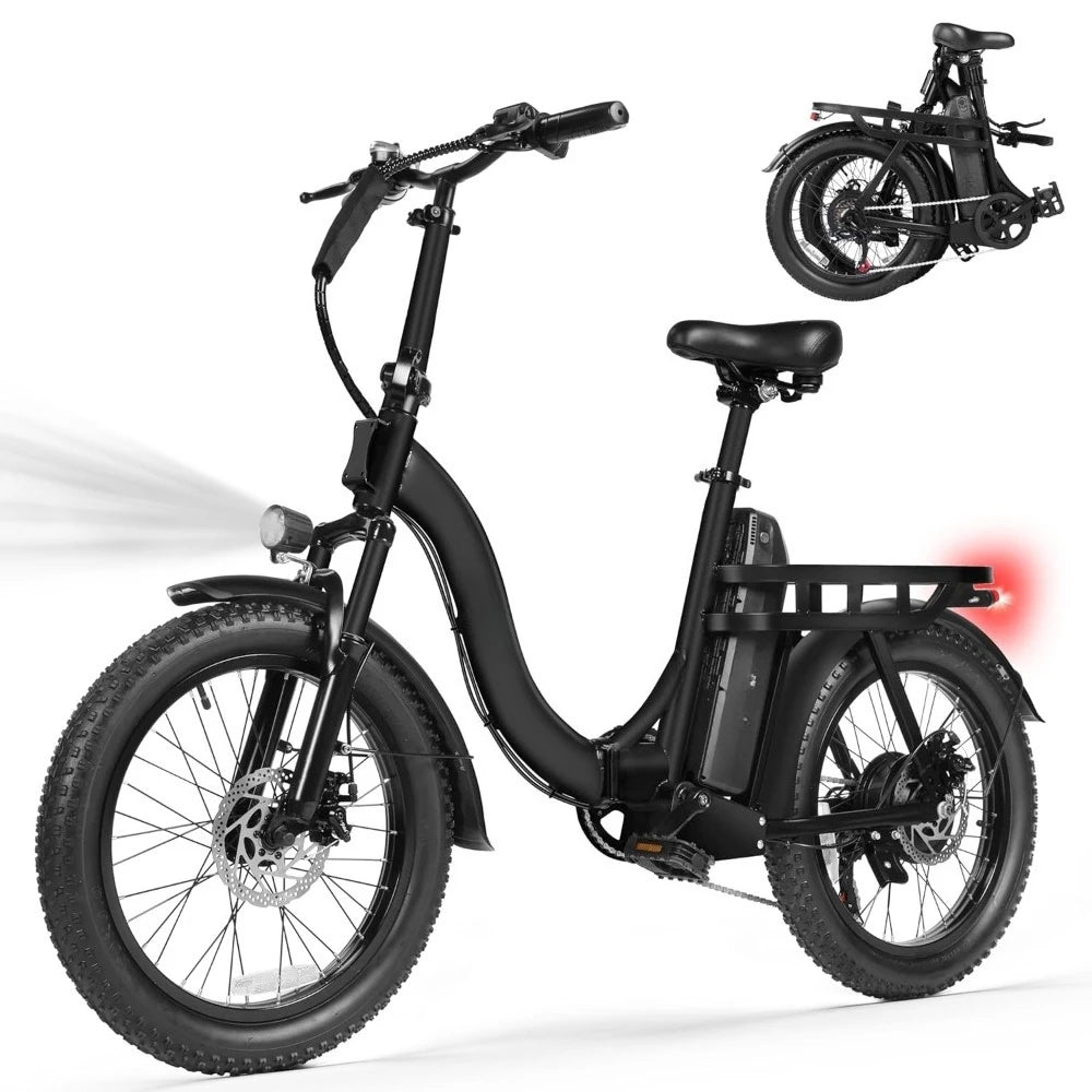 Electric Fat Tire Folding E Bike For Adults 1200W Peak