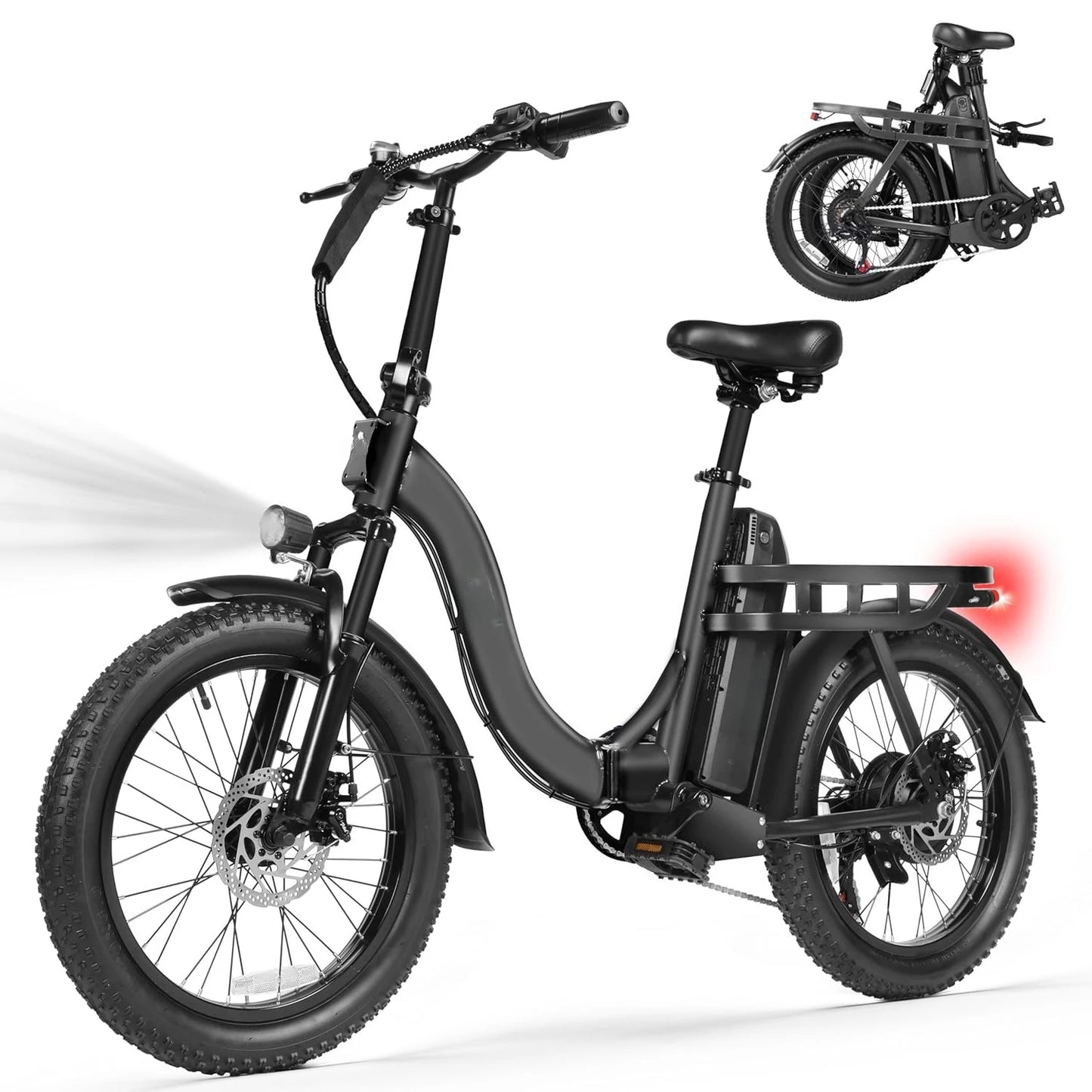 Electric Fat Tire Folding E Bike For Adults 1200W Peak