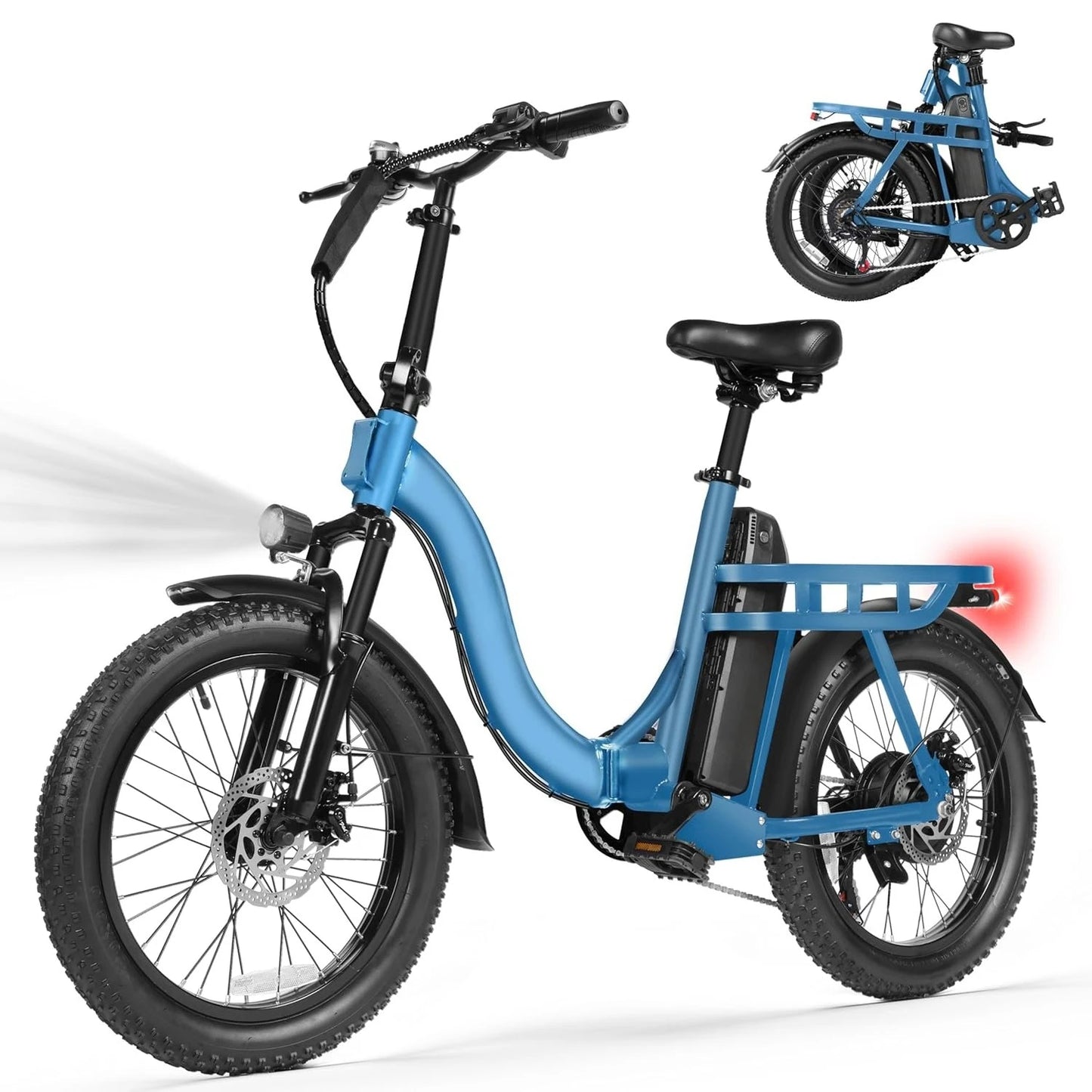 Electric Fat Tire Folding E Bike For Adults 1200W Peak