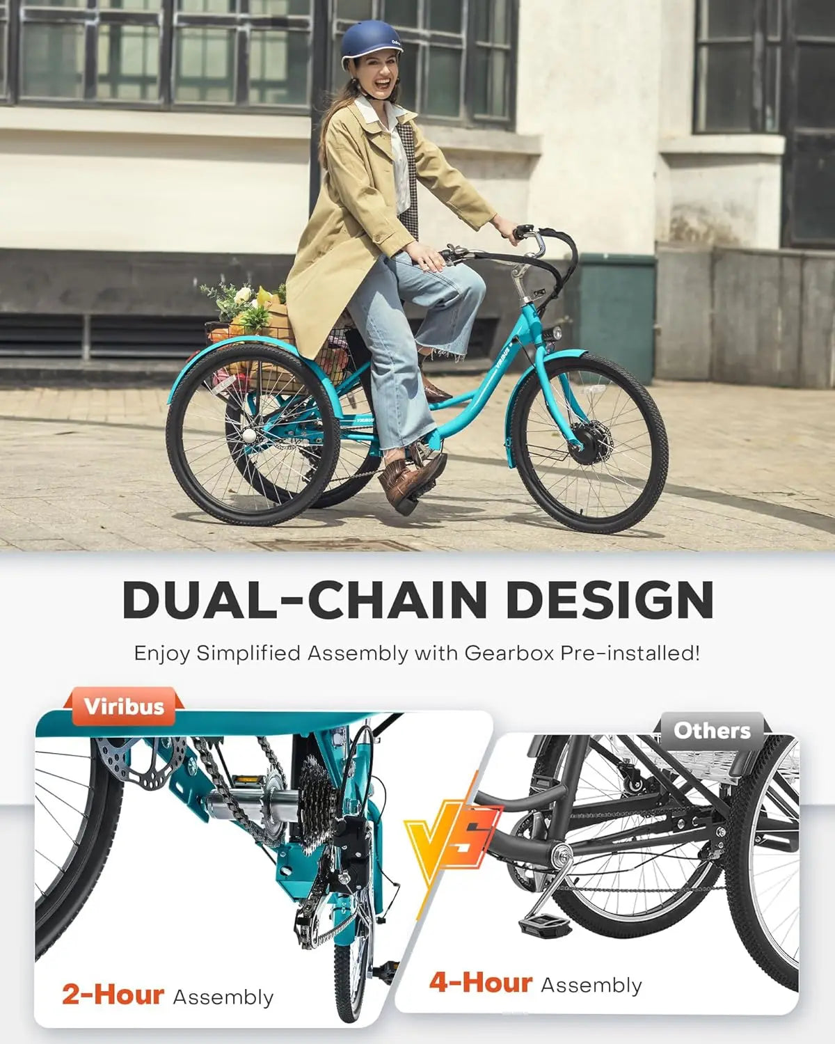 Electric Tricycle For Adults With LCD Display 3 Wheel